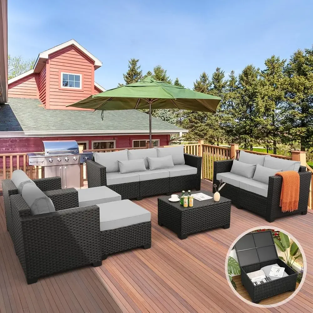 Outdoor Furniture With Storage For Cushions - Ensemble de meubles de patio modulaires