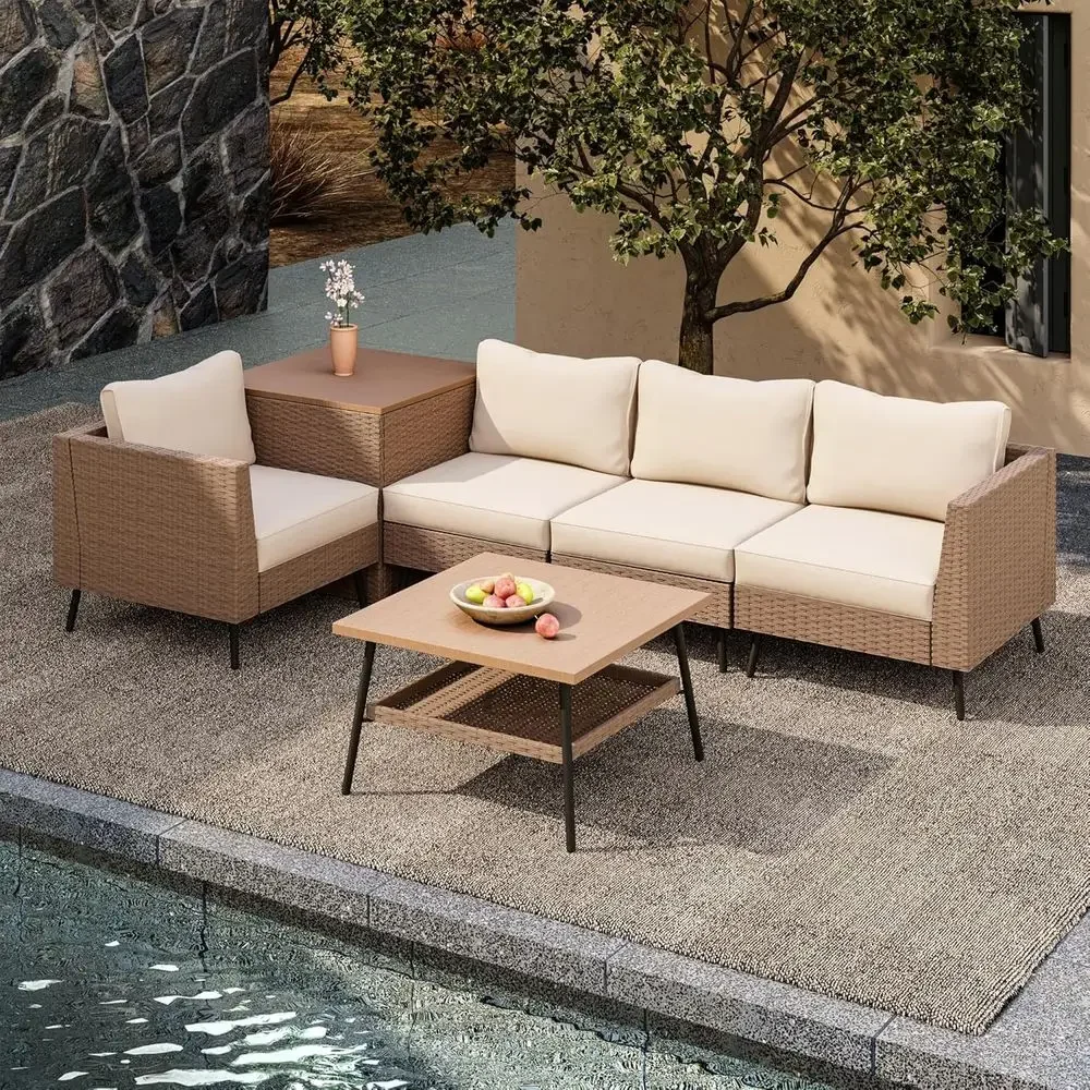 Outdoor Furniture With Storage For Cushions - Ensemble de meubles de patio extérieur