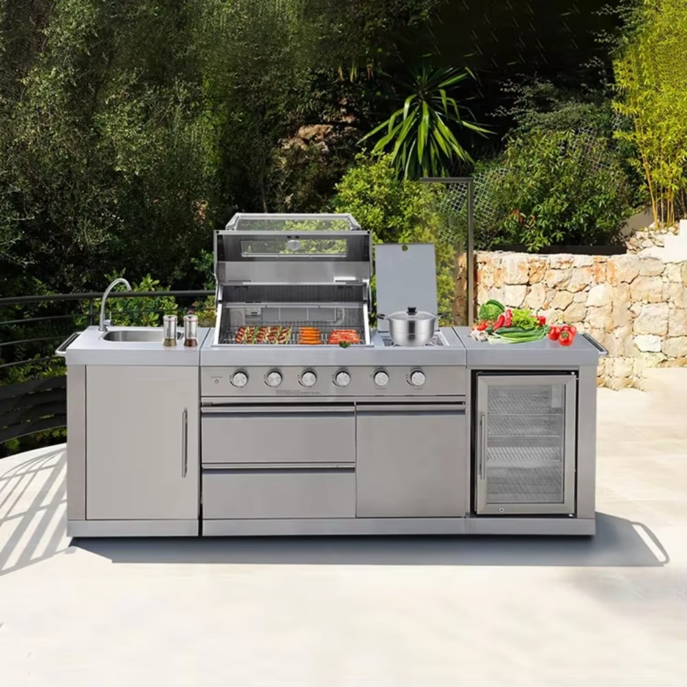 Outdoor Furniture Bali - Cuisine extérieure avec toit, ensemble d'armoires