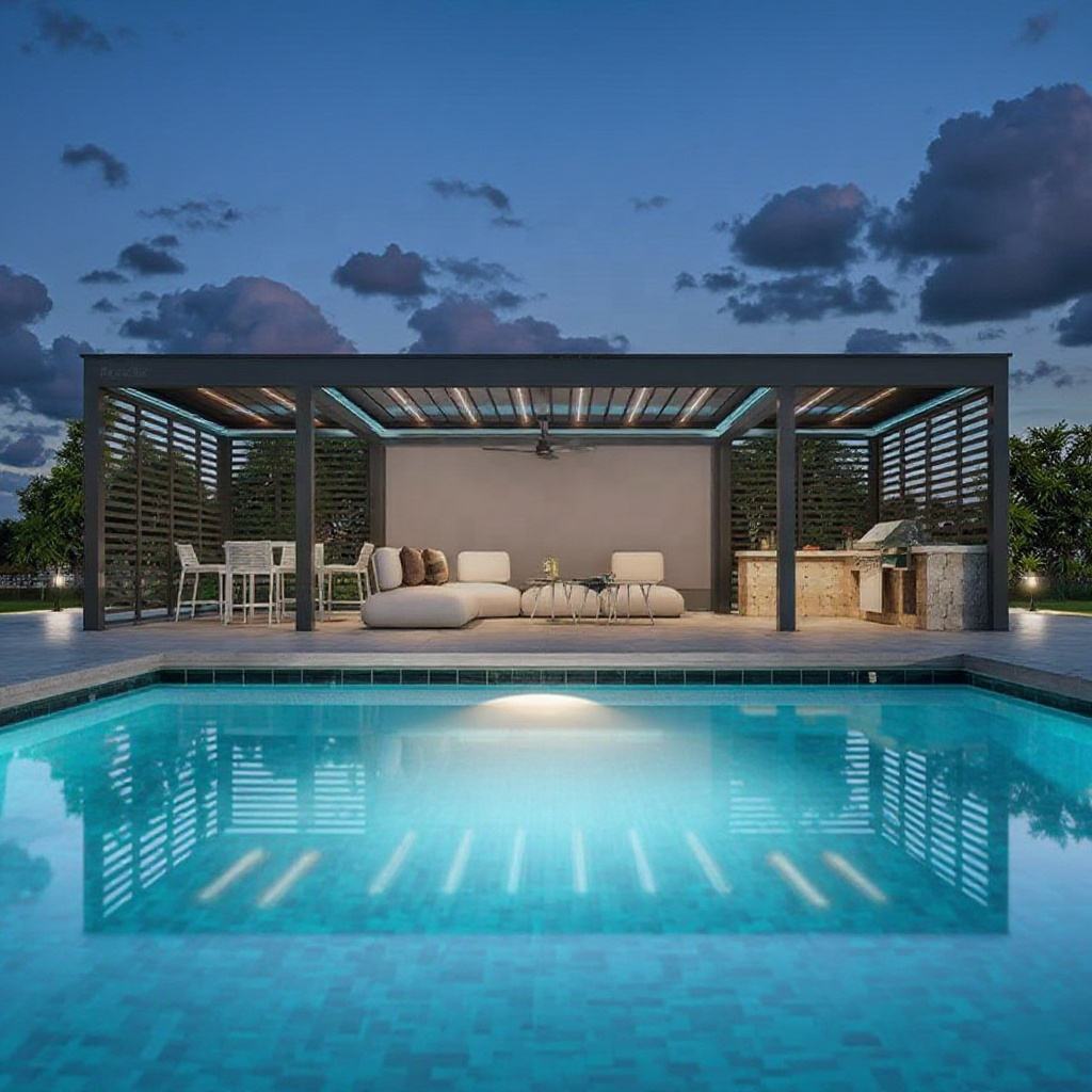 Outdoor Furniture For Pool - Pergola rectangulaire en alliage d'aluminium de