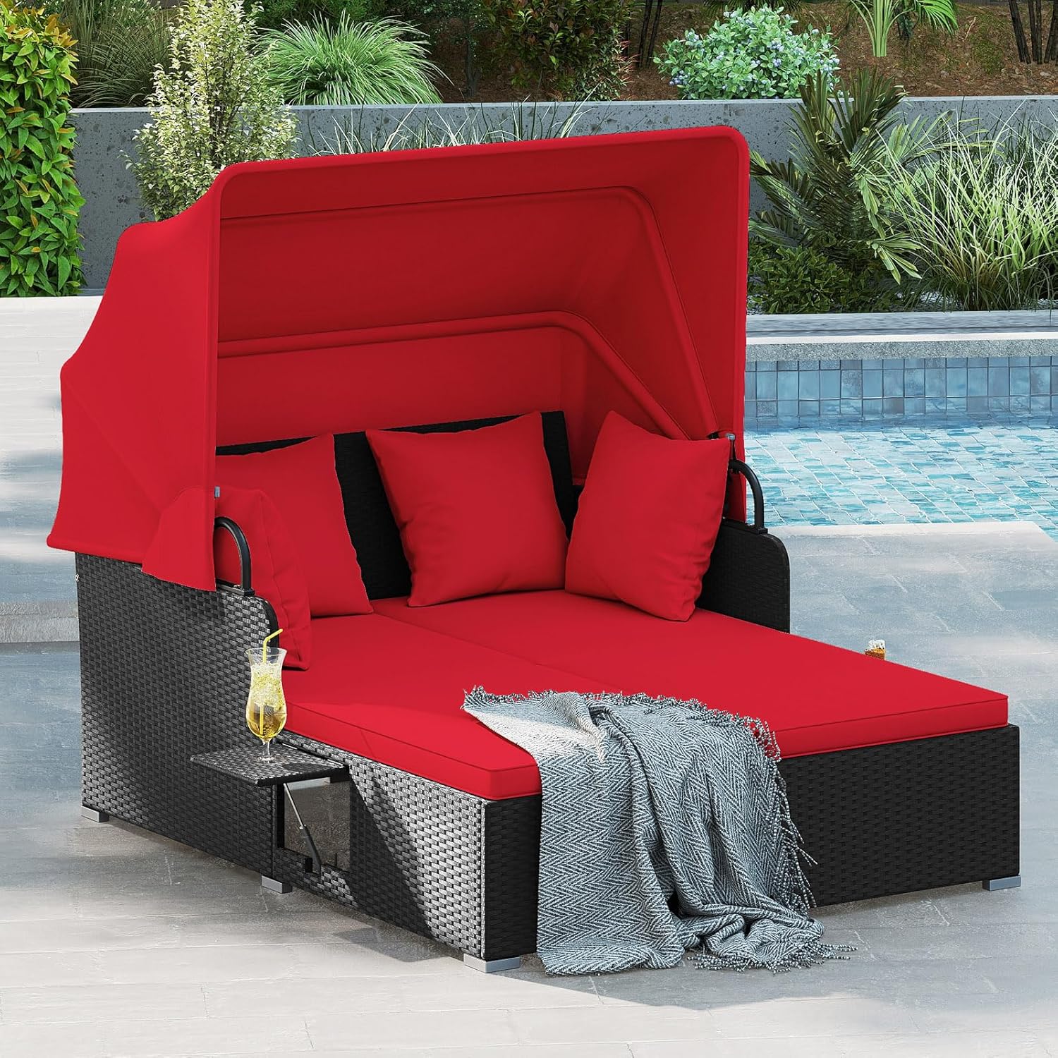 Outdoor Daybed Furniture - Lit de Jardin en Rotin pour