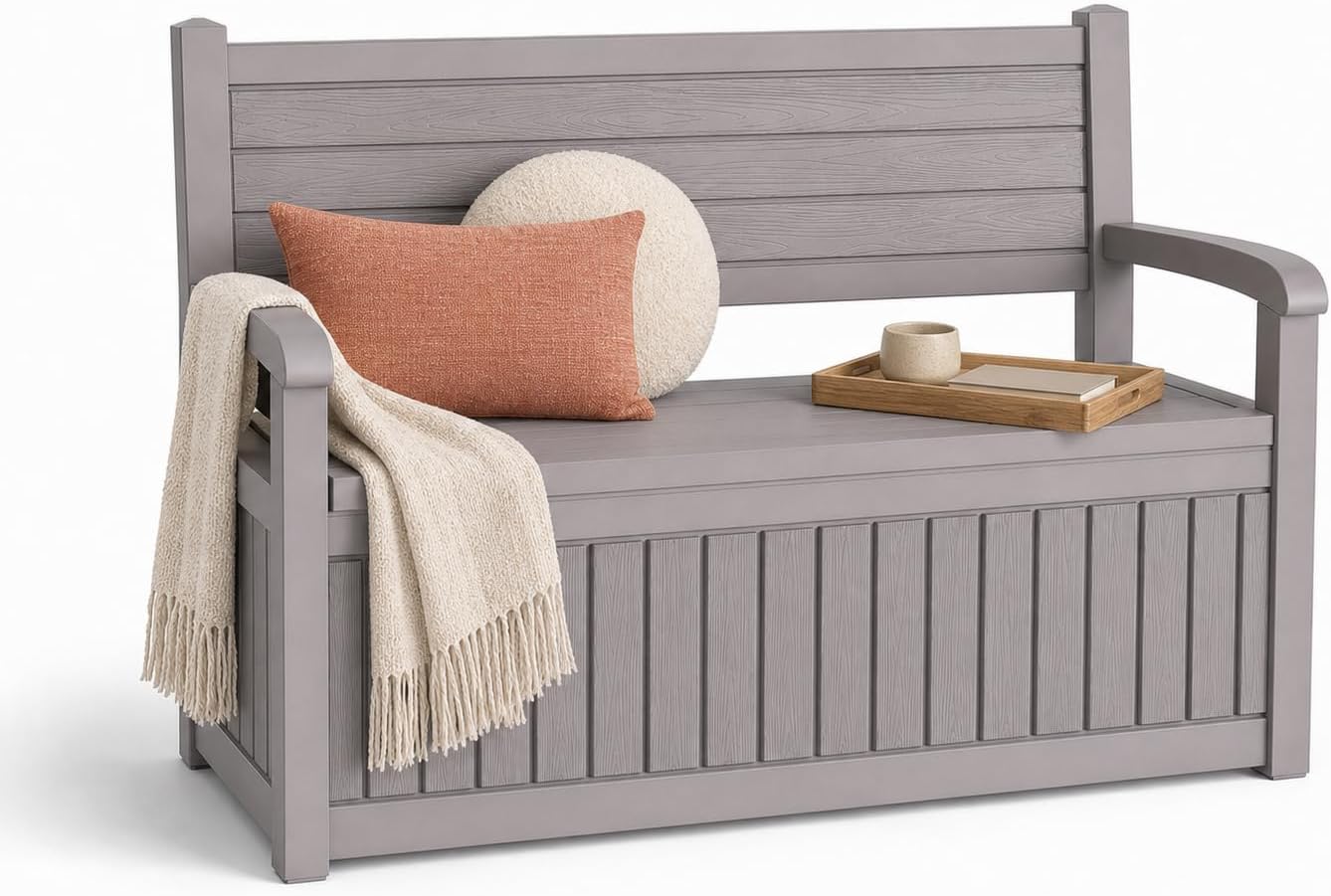 Outdoor Furniture Resin - Banc de rangement extérieur 100 gallons,