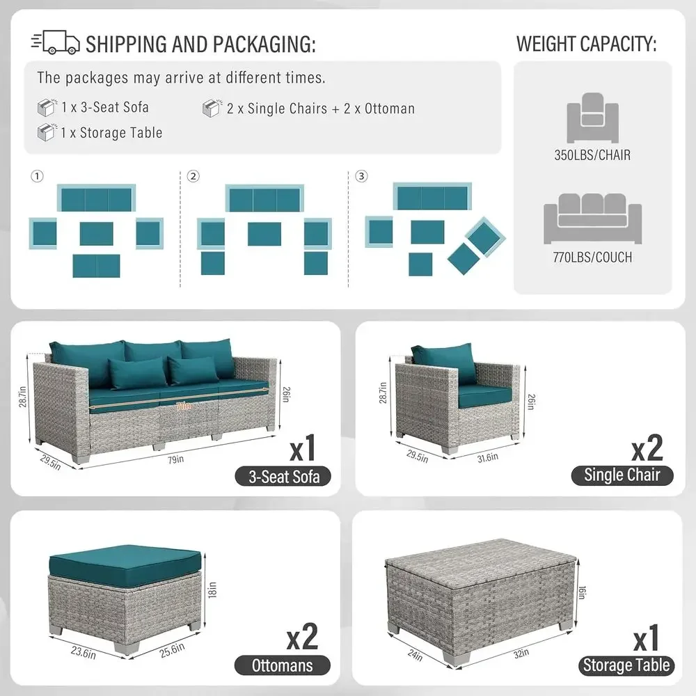 Ensemble de meubles de patio d - Outdoor Furniture With Storage For Cushions avis et prix