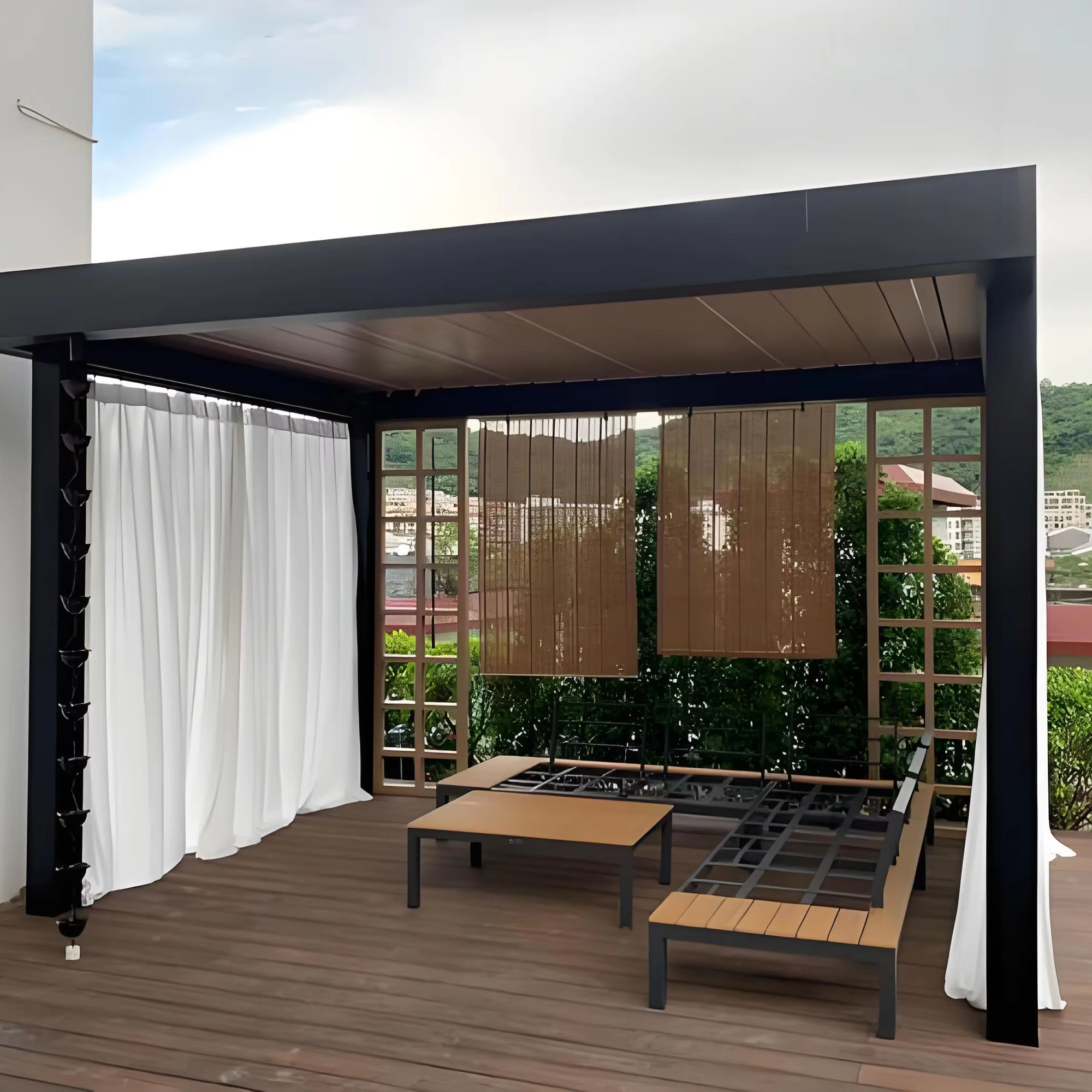 Pergola rectangulaire en allia - Outdoor Furniture For Pool avis et prix