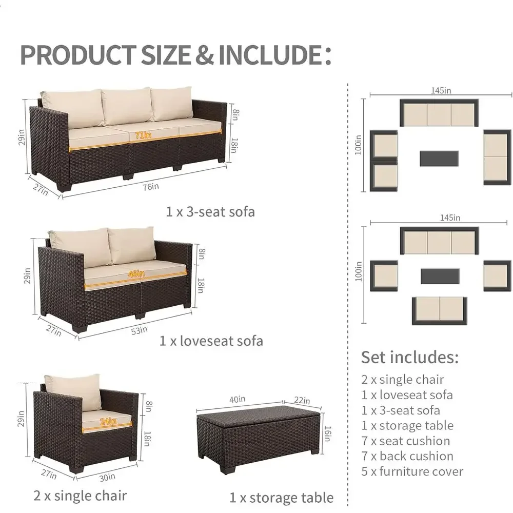 Ensemble de meubles de patio 5 - Outdoor Furniture With Storage For Cushions avis et prix