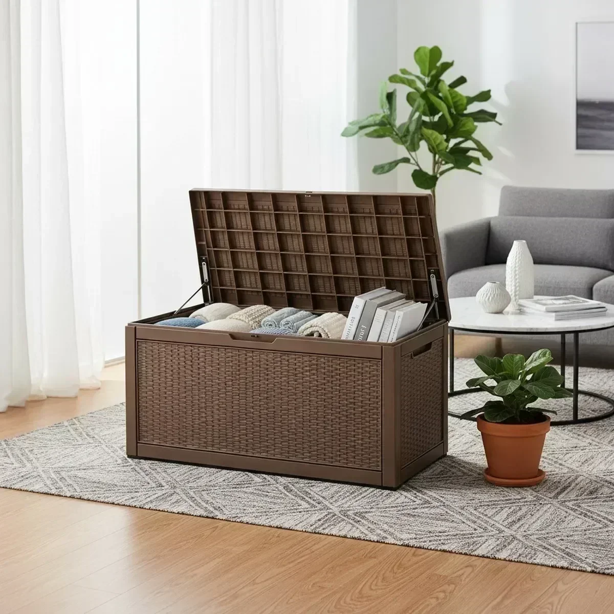 Grand banc de rangement extéri - Outdoor Furniture With Storage For Cushions avis et prix