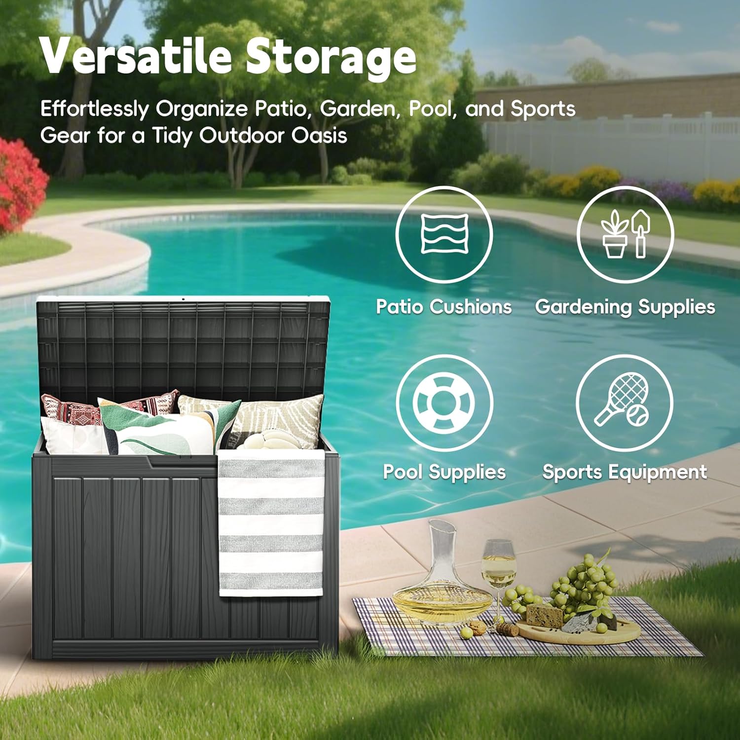Boîte de rangement extérieure, - Outdoor Furniture With Storage For Cushions avis et prix